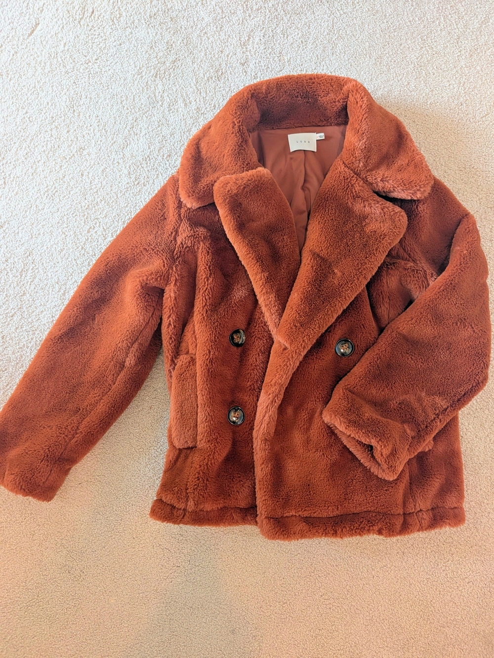 Lush Fur Coat Rust Brown